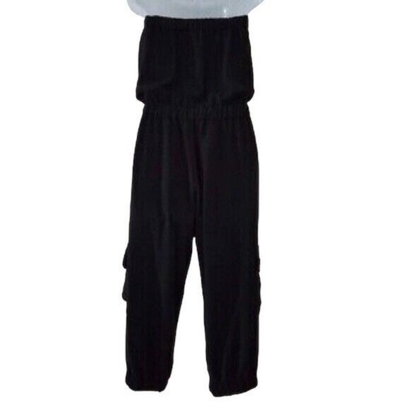 Cache Jumpsuit Romper Black Strapless Capri Cropped Cargo Pockets Y2K 90s XS - Picture 7 of 12
